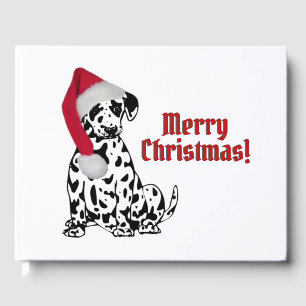 Dalmatiner Dog Red Strumpf Cap Frohe Weihnachten Gästebuch
