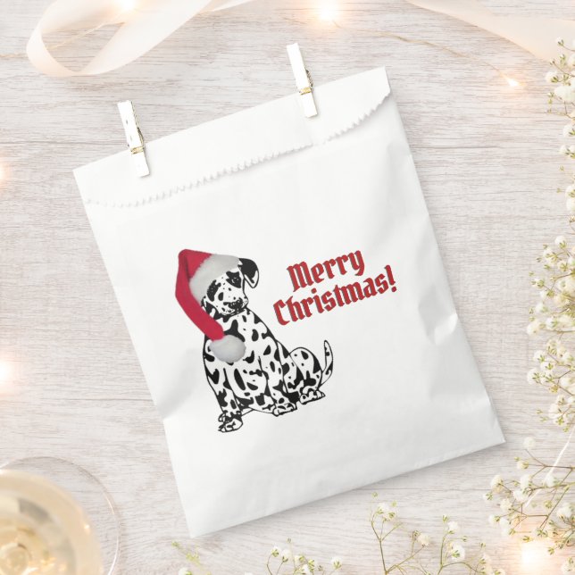 Dalmatiner Dog Red Strumpf Cap Frohe Weihnachten Geschenktütchen (Ausgeschnitten)