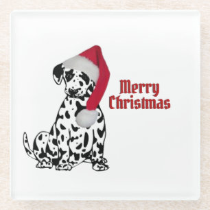 Dalmatiner Dog Red Strumpf Cap Frohe Weihnachten Glasuntersetzer