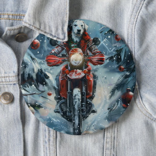 Dalmatiner Dog Riding Motorrad Weihnachten Button