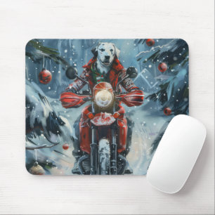 Dalmatiner Dog Riding Motorrad Weihnachten Mousepad