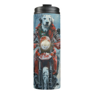 Dalmatiner Dog Riding Motorrad Weihnachten Thermosbecher