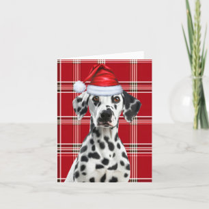 Dalmatiner Dog Santa Red Saison Kariert Weihnachte Feiertagskarte
