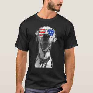 Dalmatiner Dog Sonnenbrillen Flag American 4. Juli T-Shirt