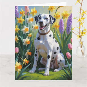 Dalmatiner Dog Spring Blumen Malerei Karte