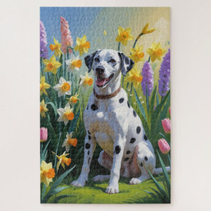 Dalmatiner Dog Spring Blumen Malerei Puzzle