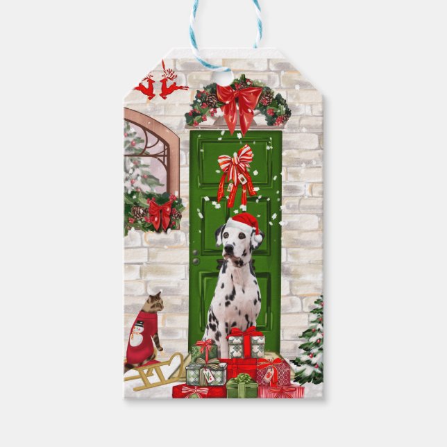 Dalmatiner Dog Weihnachtsgeschenk Tag Geschenkanhänger (Vorderseite)