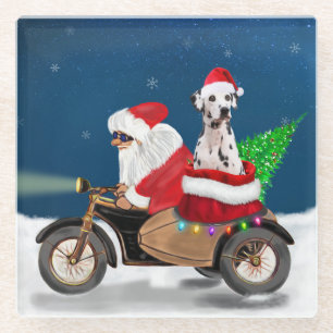 Dalmatiner Dog Weihnachtsmann Glasuntersetzer