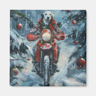 Dalmatiner fährt Motorrad zu Weihnachten Magnet