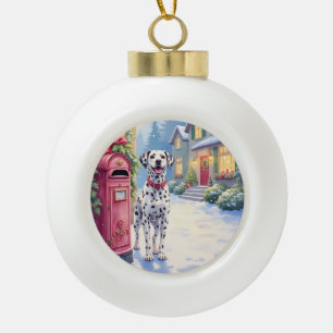 Dalmatiner Festive Briefkasten Weihnachtskunst Keramik Kugel-Ornament