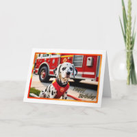 Dalmatiner-Feuerwehrhunde-Geburtstagkarte