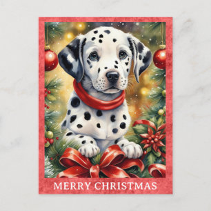 Dalmatiner Frohe Weihnachten Niedlicher Welpenhund Postkarte