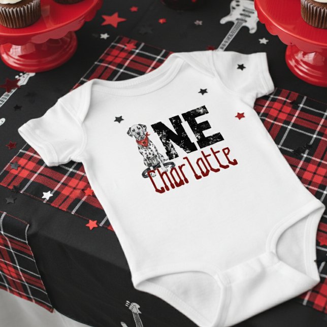 Dalmatiner Furever Young 1. Geburtstag Pawty Baby Strampler (Celebrate your headliner's special day with this Dalmatian Furever Young 1st Birthday Bodysuit!)