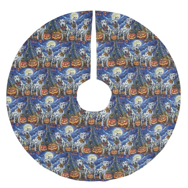 Dalmatiner Halloween Gruselig Polyester Weihnachtsbaumdecke (Vorderseite)