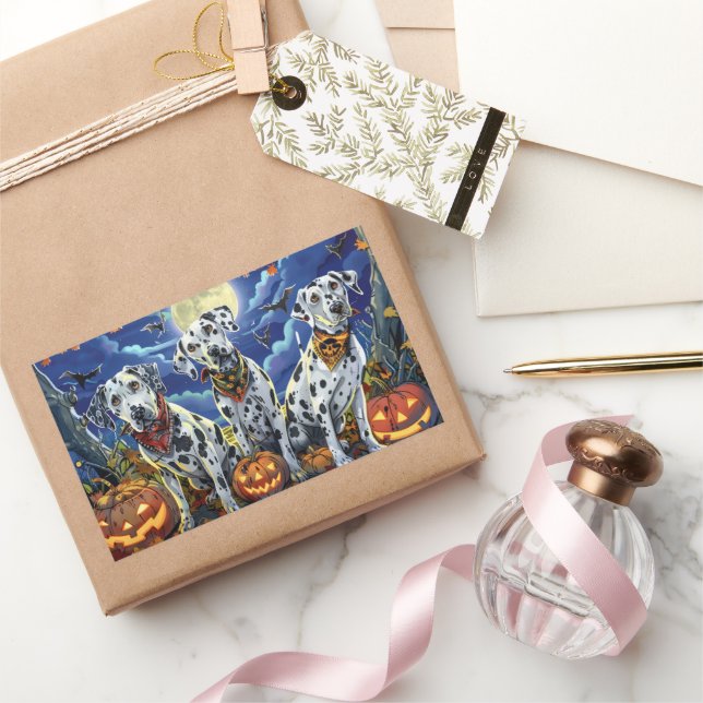 Dalmatiner Halloween Spooky Rechteckiger Aufkleber (Schenken)
