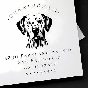 Dalmatiner Haustier Hund Familienname und Rücksend Gummistempel