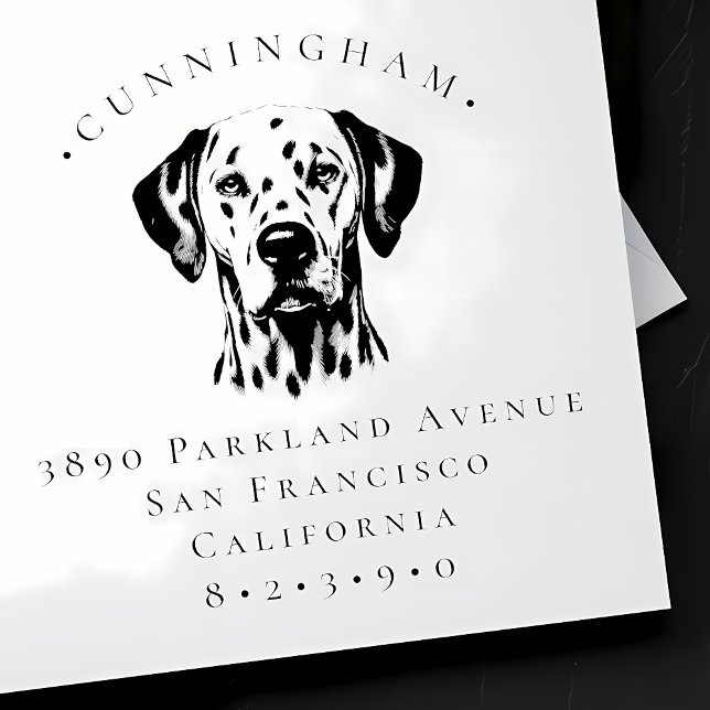 Dalmatiner Haustier Hund Familienname und Rücksend Gummistempel (Von Creator hochgeladen)