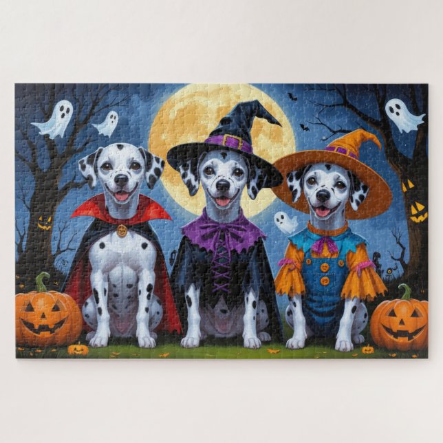 Dalmatiner Hogs Pumpkin Halloween Funny Puzzle (Horizontal)