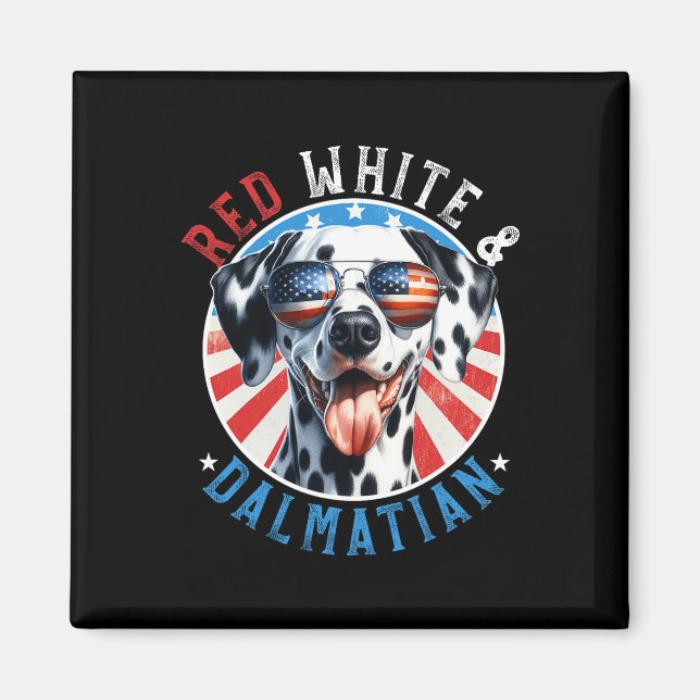Dalmatiner Hund 4. Juli Rot Weiß und Dal Liebhaber Magnet (Vorne)