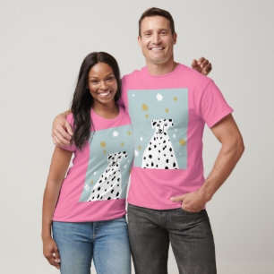 Dalmatiner Hund Abstrakte Illustration Rosa Unisex T-Shirt