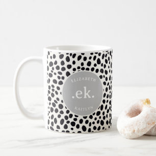 Dalmatiner-Hund abstraktes Muster graues Monogramm Kaffeetasse