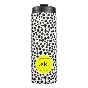Dalmatiner-Hund abstraktes Muster Hot Pink Monogra Thermosbecher
