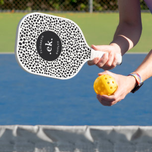 Dalmatiner-Hund abstraktes Muster Monogramm Pickleball Schläger