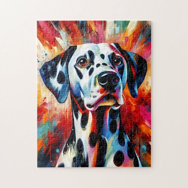 Dalmatiner Hund Akrylprint | Farblich | Lebhaft Puzzle (Vertikal)