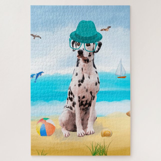 Dalmatiner Hund am Strand Puzzle (Vertikal)