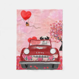 Dalmatiner Hund Auto mit Herzvalentiner Fleecedecke