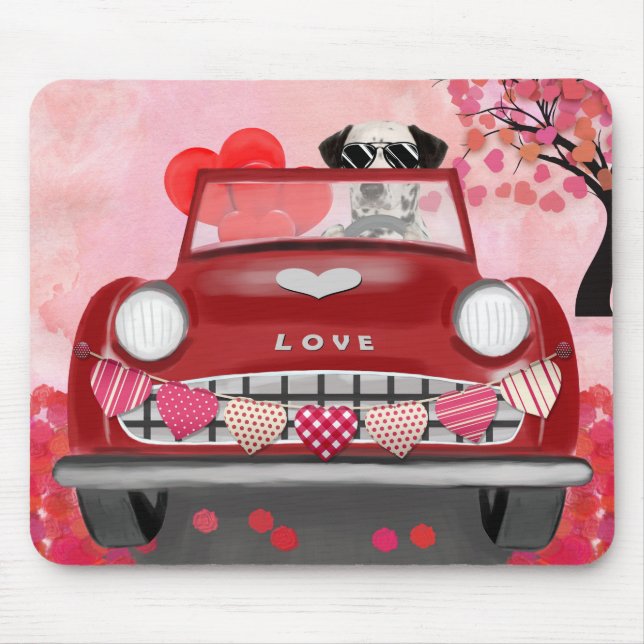 Dalmatiner Hund Auto mit Herzvalentiner Mousepad (Vorne)