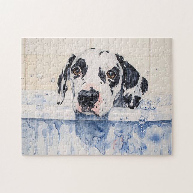 Dalmatiner Hund Bath Time Malerei Puzzle (Horizontal)