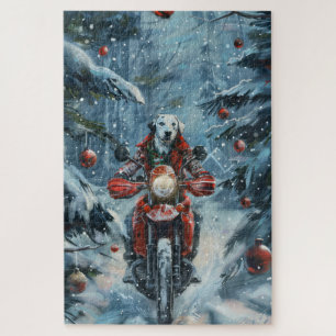 Dalmatiner Hund fährt Motorrad Weihnachten Puzzle