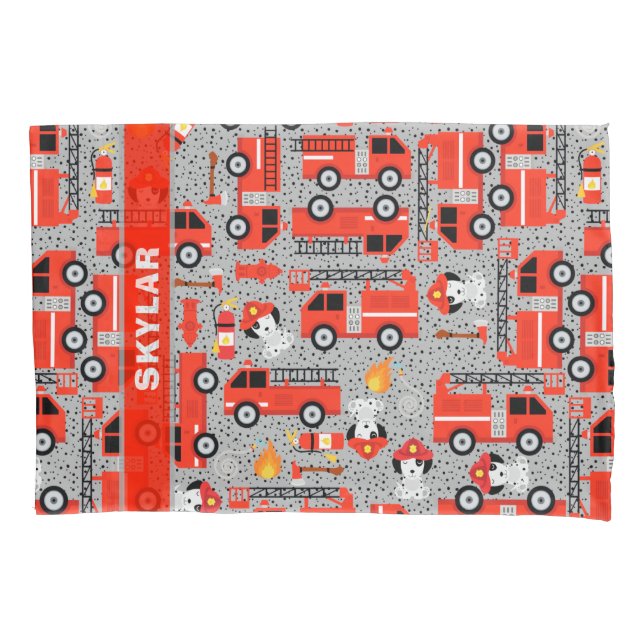 Dalmatiner Hund Feuerwehrleute Personalisierten Kissenbezug (Vorderseite)