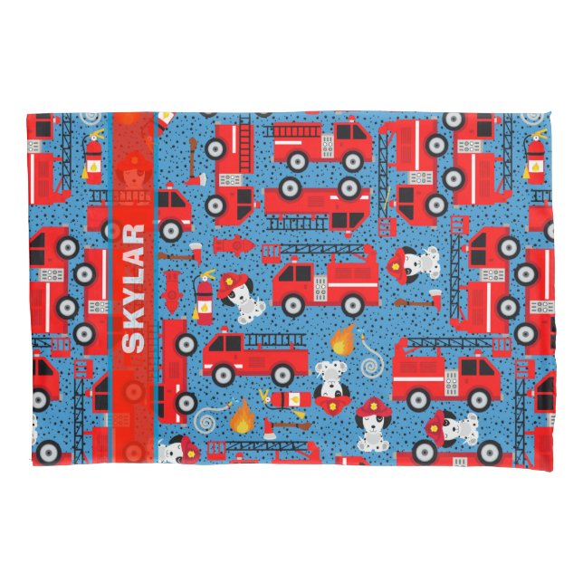 Dalmatiner Hund Feuerwehrleute Personalisierten Kissenbezug (Vorderseite)