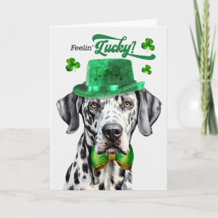 Dalmatiner Hund fühlt sich am St. Patrick's Day gl Feiertagskarte