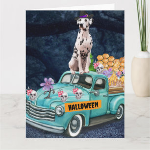Dalmatiner Hund Halloween LKW Beängstigende Nacht Karte