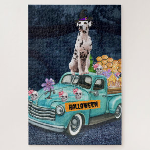 Dalmatiner Hund Halloween LKW Beängstigende Nacht Puzzle