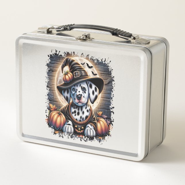 Dalmatiner Hund Halloween Metall Brotdose (Vorderseite)