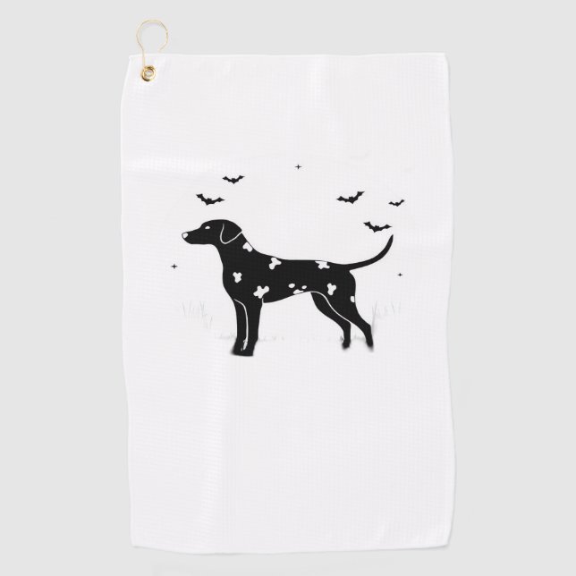 Dalmatiner Hund - Halloween Moon Silhouette Classi Golfhandtuch (Vorderseite)