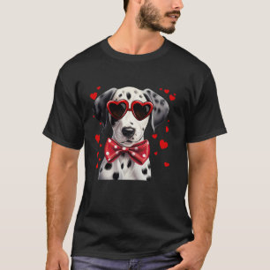 Dalmatiner Hund Herz Sonnenbrille Red Bow Krawatte T-Shirt