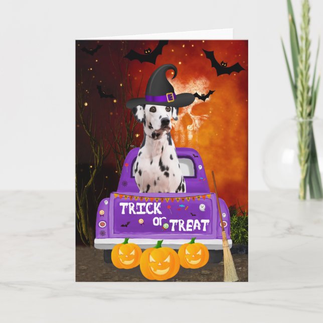 Dalmatiner Hund im Halloween-Lkw Karte (Vorderseite)