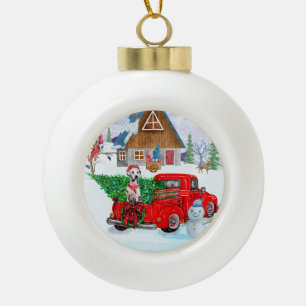Dalmatiner Hund in der Weihnachtslieferung LKW Sch Keramik Kugel-Ornament