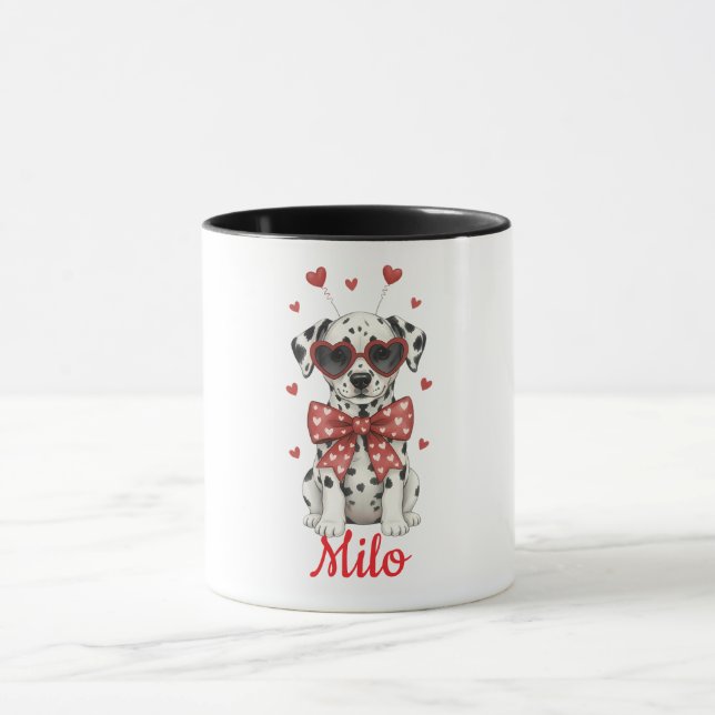 Dalmatiner-Hund-Kaffeetasse Valentinstag 2026 Tasse (Zentrum)