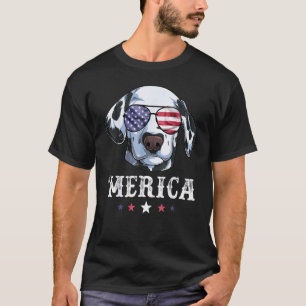 Dalmatiner Hund Merica 4. Juli Amerikanische Flagg T-Shirt