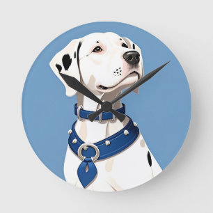 Dalmatiner Hund mit blauem Collar Runde Wanduhr