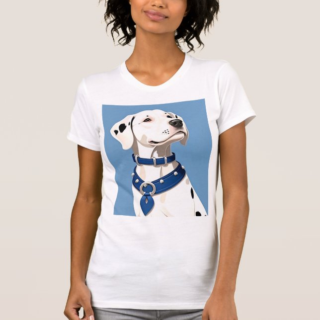 Dalmatiner Hund mit blauem Collar T-Shirt (Vorderseite)