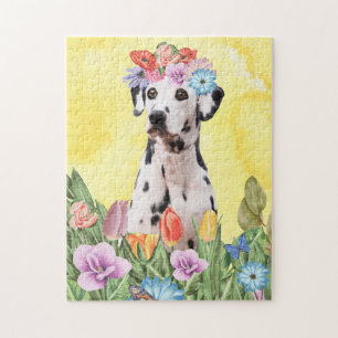 Dalmatiner Hund mit Blume Frühjahr Puzzle
