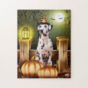 Dalmatiner Hund mit Hexenhut Halloween-Geschenkide Puzzle