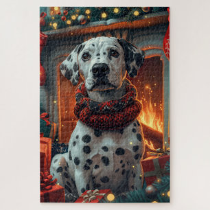 Dalmatiner Hund mit Weihnachtsgeschenken Feuerplat Puzzle